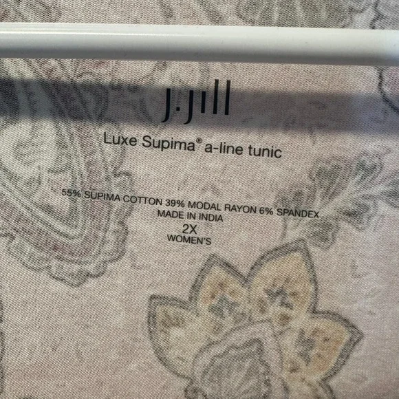 J Jill Luxe Supima Size-2X A Line Tunic Pink Yellow‎ Paisley 3/4 Sleeve - Picture 2 of 9